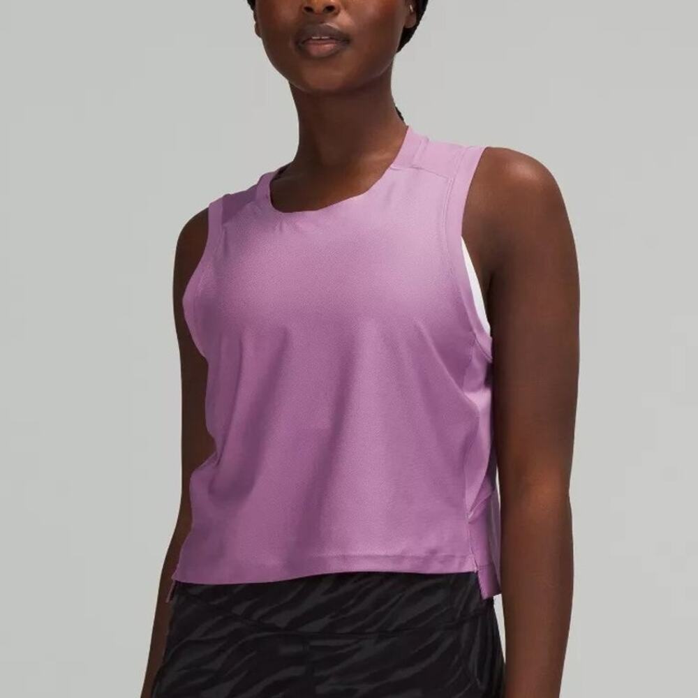 Lululemon Women's Purple Logo Mesh Back Cropped Train Better Everyday Tank - S